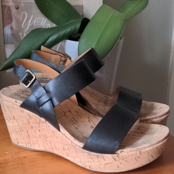 Kork-Ease Shoes - Kork Ease Black Leather Platform Sandals 11